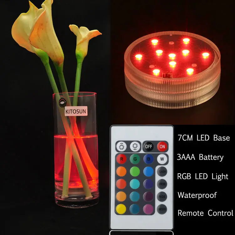 ¡Luces De Nvidad párr Exterior! 12 unids/lote 3AAA pilas sumergible Multicolors RGB LED bajo luz Base W/Remote ¡Luces De Nvidad párr Exterior! 12 unids/lote 3AAA pilas sumergible Multicolors RGB LED bajo luz Base W/Remote