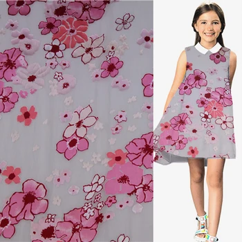

Silk burnt-out fabric very beautiful and lovely pink floral design print,SBO047