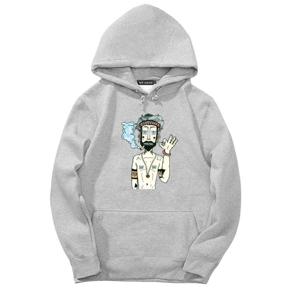 Негабаритных Для мужчин High Street Wear толстовки курящих голый нищий с капюшоном и