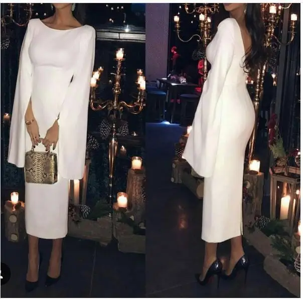 2017-Elegant-Unique-White-Evening-Dress-Prom-Dress-with-Cape-Saudi-Arabia-Dubai-Tea-length-Prom