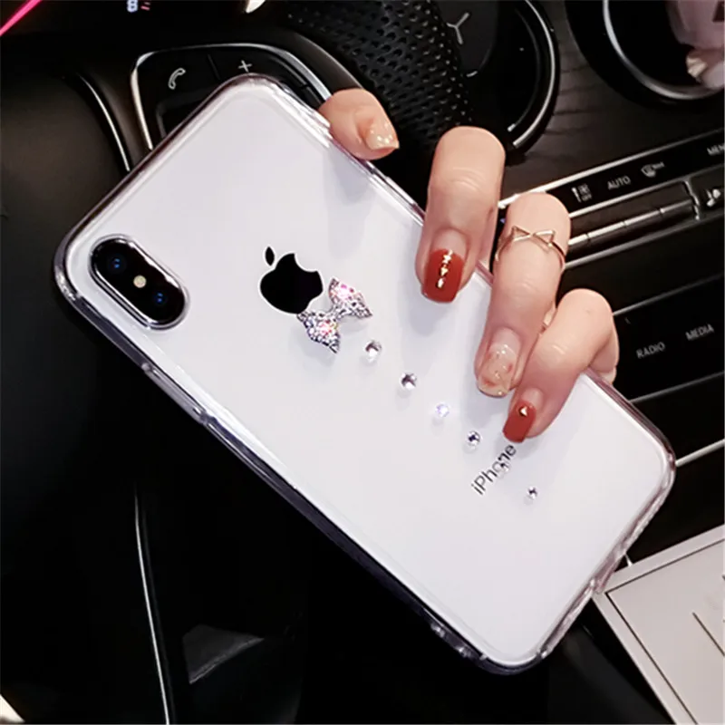 

For Xiaomi mi A1 A2 lite 8 SE redmi note 4 4x 5A Prime 5 Plus Pro S2 Y2 6A 6 Glitter Women cute rhinestone bow soft Phone case
