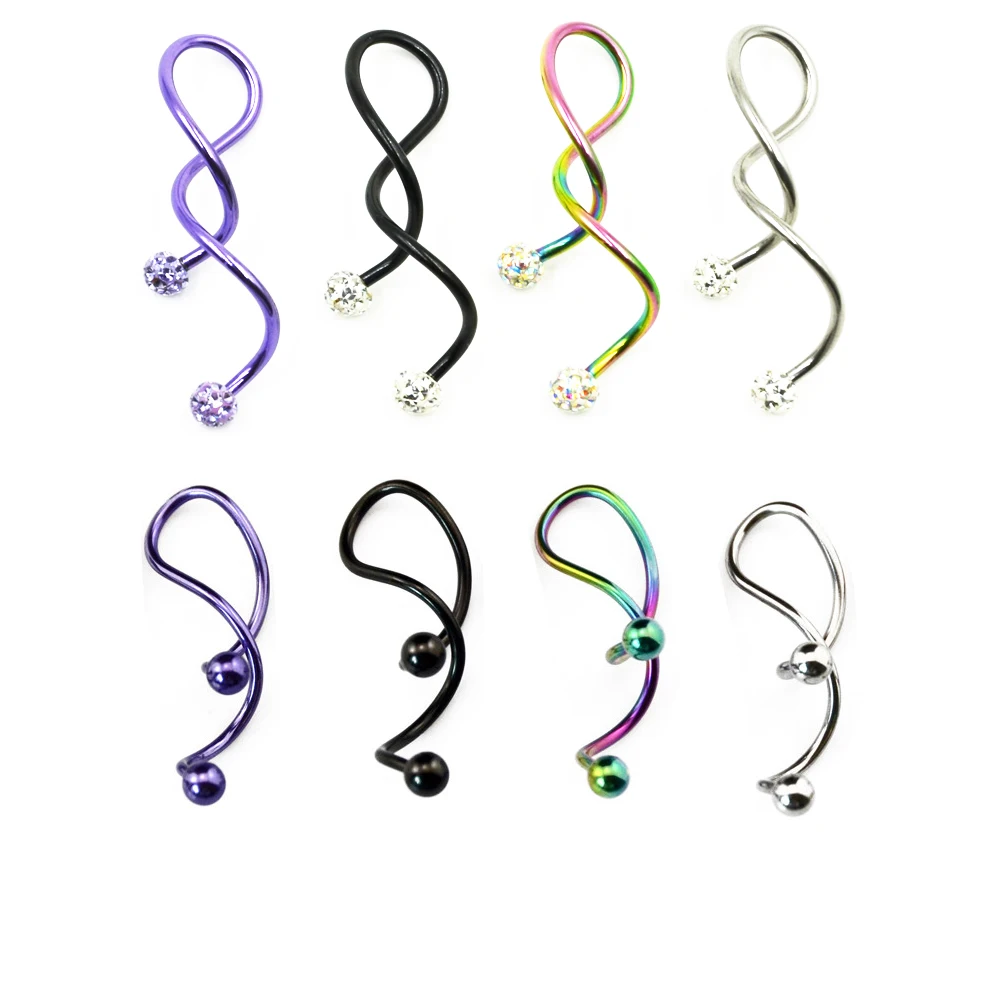 Showlove 1 st 14g Twist Barbell Piercing Oorbel Industriële Bar Oor
