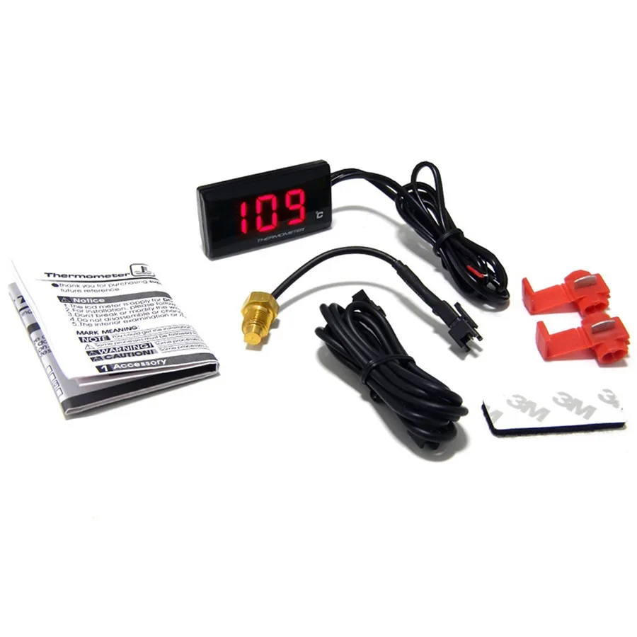 Universal Red Digitale Motorrad Zubehör Instrumente Thermometer Meter Mit 18mm Sensor Kopf Stecker Für Racing Roller
