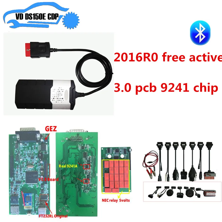 DHL корабль bluetooth для delphis vd ds150e новый VCI CDP pro plus с 3,0 pcb 9241 chip + 8 шт полный набор автомобиля кабеля для autocoms