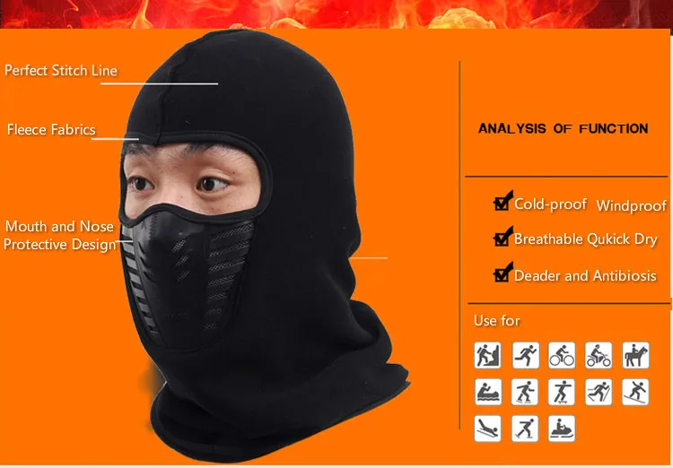 2017 Dust-proof Cycling Face Mask Windproof Winter Warmer Fleece Bike Full Face Scarf Mask Neck Bicycle Snowboard Ski Men M116 (2)