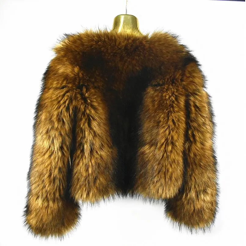 Européenne Style 2018women's Américaine Laveur Dames Street Renard Et Camel Color Nouvelle De Veste Imitation Mode Manteau Fourrure Raton Chaud AaSPH1qA