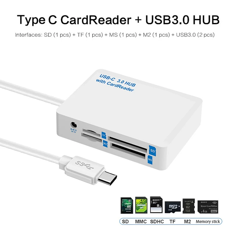 Тип C TF SD SDHC MS M2 картридер USB-C USB 3,0 хаб для MacBook для Samsung Galaxy S8 s9 для LG G5 G6 для huawei P20