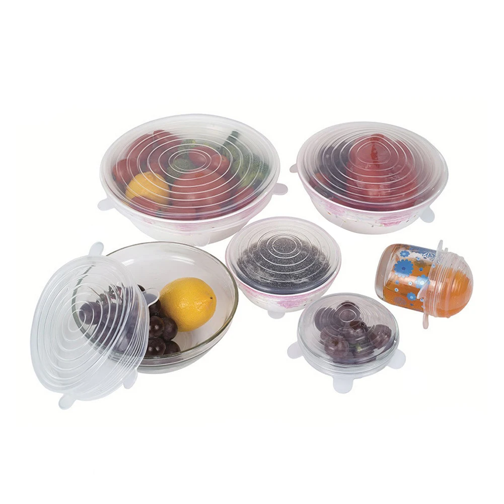

Transparent color silicone reusable silicone food package stretch vacuum seal packaging kitchen tissue fresh keep bowl cover