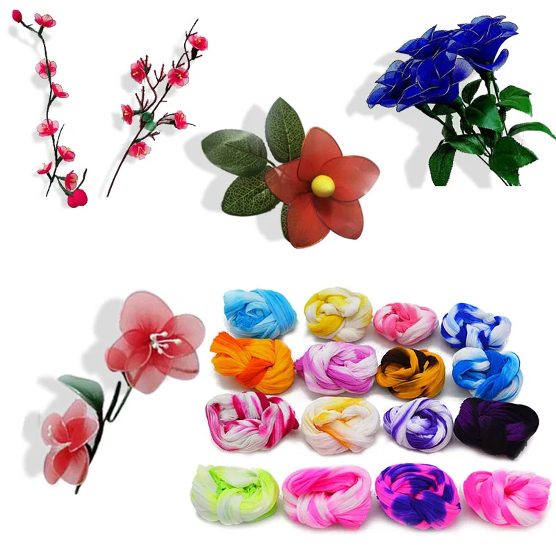 5pcs Color Mix Nylon Stocking Ronde Flower Material Tensile Stocking Material Accessory Handmade Wedding Home DIY Nylon Flower