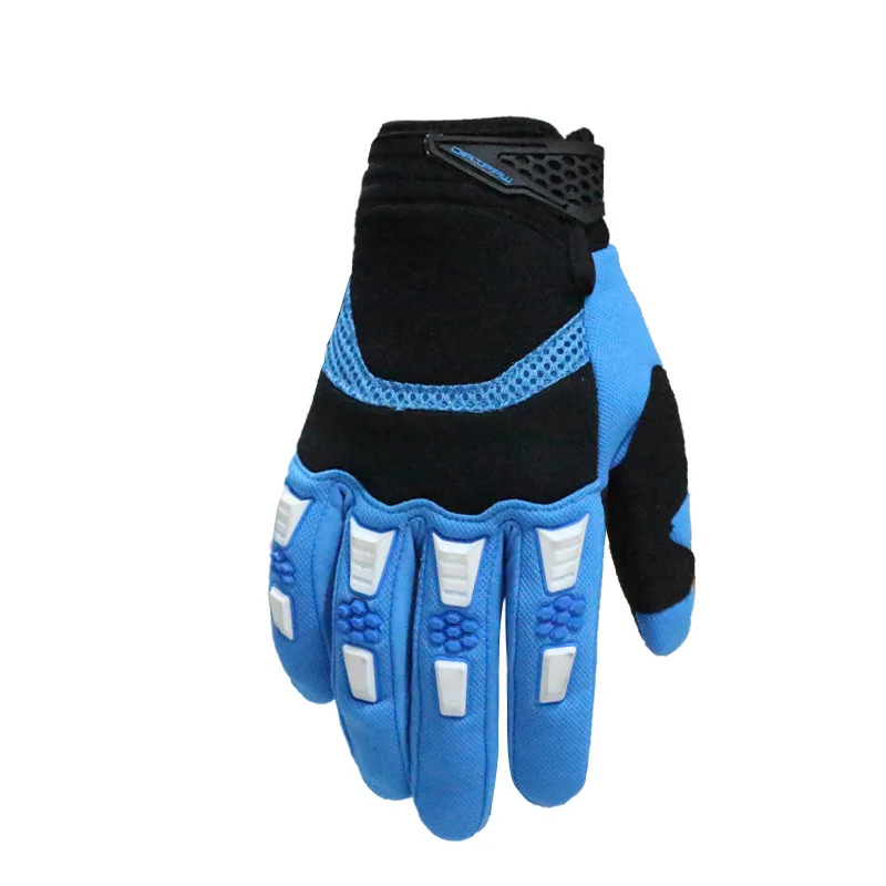 1 пара велосипедные перчатки Для мужчин полный палец спортивный велосипед зима Утепленная одежда Нескользящие гель площадку MTB сетка гоночный мотоцикл перчатки - Цвет: Синий