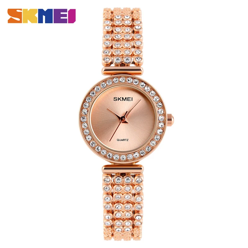 

Skmei Quartz Women Watch Diamond Luxury Dress Elegant Silver Rose Gold Watches 2018 relogio feminino For Female Girl Ladies
