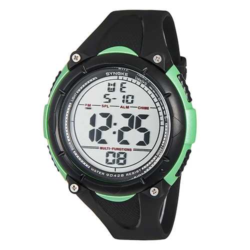 SYNOKE Для мужчин часы Элитный бренд светодиодный Водонепроницаемый светодиодный цифровой модные Для мужчин s часы, военный, спортивный стиль, Для мужчин; однотонные мужские часы для плавания - Цвет: Green