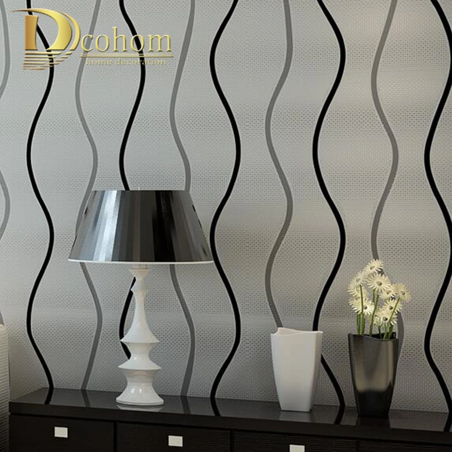 シンプルでモダンな3d立体ウォール紙寝室リビングルーム壁銀黒と白のストライプの壁紙デザインr618 Striped Wallpaper Designs White Stripe Wallpaperdesigner Striped Wallpaper Aliexpress