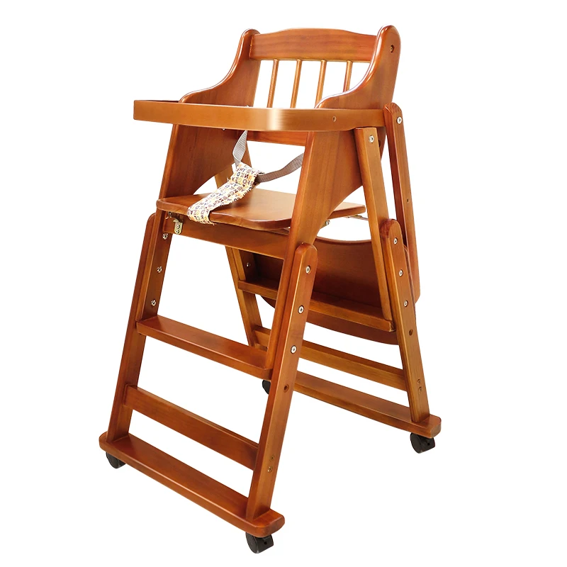 

Multi-functional Solid Wood Baby Chair Portable Foldable And Height Adjustable Dinning Feeding Chair Environmental Seat For 0-6T