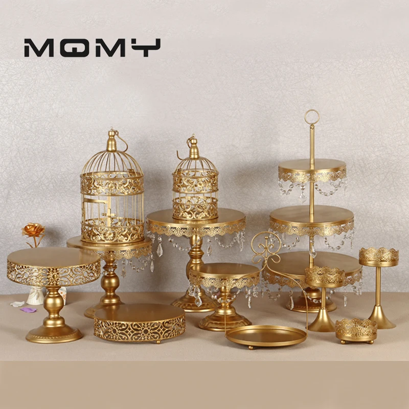 

Crystal Metal Cake Stand Holder 12 Pcs/Set Cupcake Serving Stand Display Rack Birthday Party Wedding Decoration Gold/White