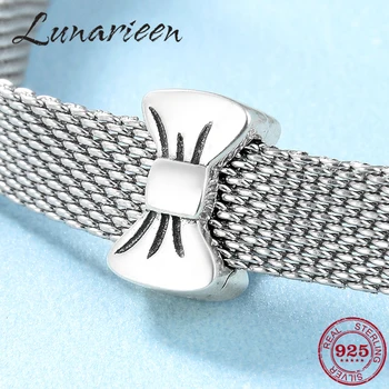 

Real 100% 925 Sterling Silver Bow shape Clips Beads Fit Original reflection Bracelet Clip Charm Jewelry making gift