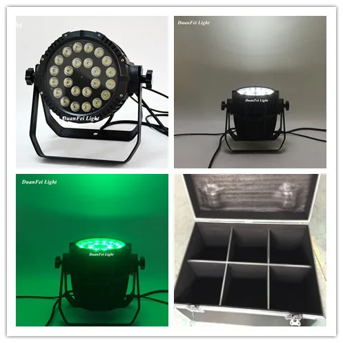 (flightcase) 6lot wedding aluminum led par 64 outdoor wash