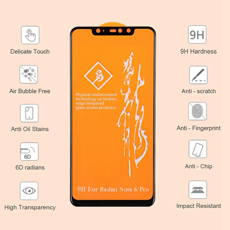 6D Tempered Glass for Xiaomi Mi 8 A2 Lite A1 Play Mix 3 2S Screen Protector 5D Protective Glass for Xiaomi Redmi 6A Note 5 6 Pro (3)