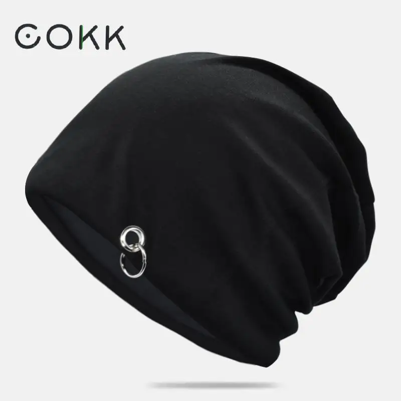 Тонкая шапочка COKK шапки для мужчин и женщин шапочки хлопковые однотонные черные