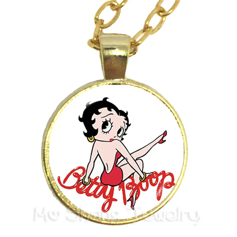 1 шт. 25 мм круглый стеклянный кабошон ручной работы Betty Boop Ожерелье для друзей стеклянный кулон ювелирные изделия для женщин девочек лучший подарок