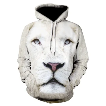 

Men's 3d white tiger head hoodie with a new animal-print hoodie for fall, and 2019 brand hoodie with a stylish tracksuit street