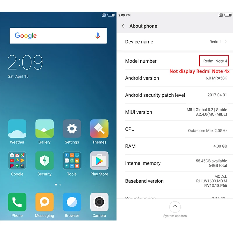 Оригинальный Xiaomi Redmi Примечание 4X мобильного телефона 4 Гб Оперативная память 64