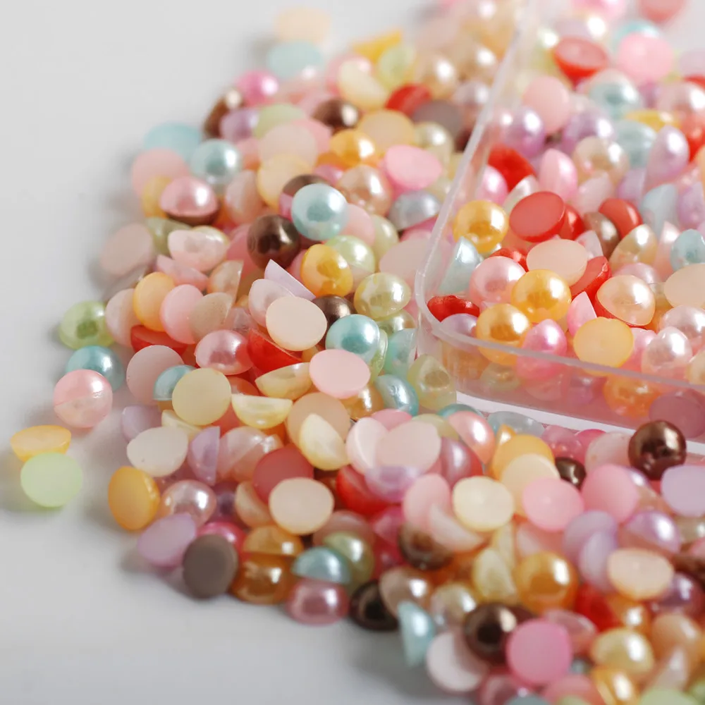 Nail Art Colorful Resin Half Pearls 3d Pearl Nail Art Decoration Beauty 