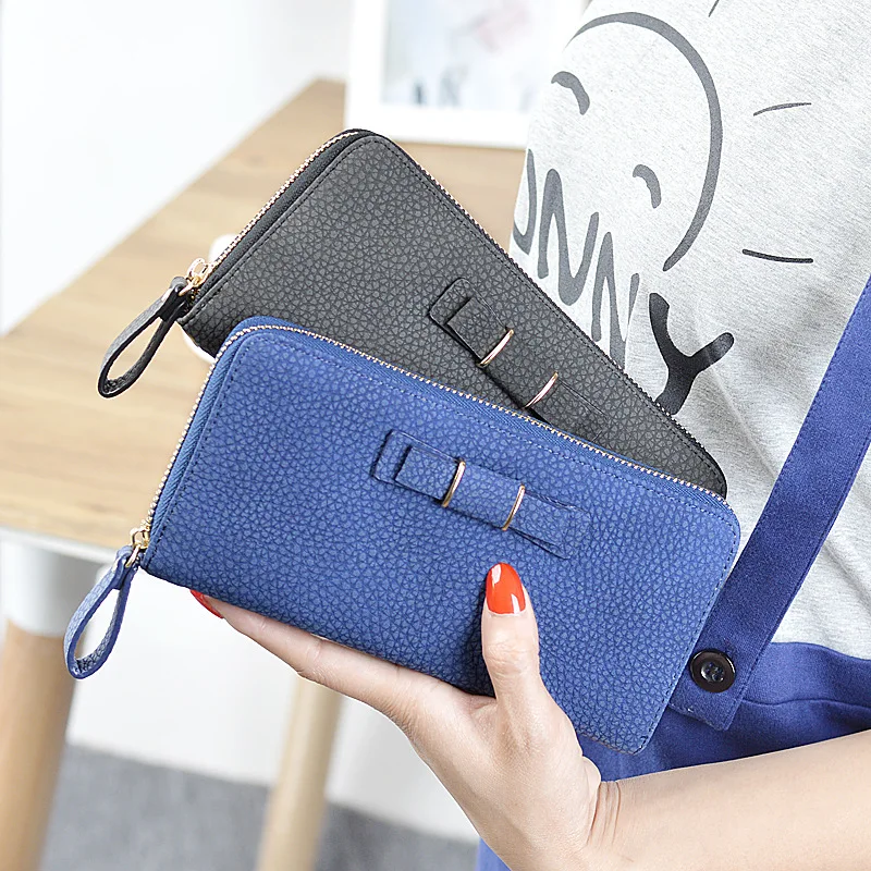 Женский Длинный кошелек на молнии с милым бантом 2017|card coin holder|women long walletlong wallet |