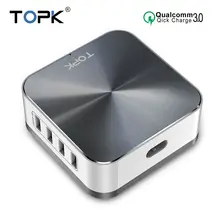 TOPK B829Q 8-Порты и разъёмы 50 Вт Quick Charge 3,0 USB Зарядное устройство для iPhone samsung Xiaomi huawei EU/US/UK AU разъем для рабочего стола, Быстрый Телефон Зарядное устройство