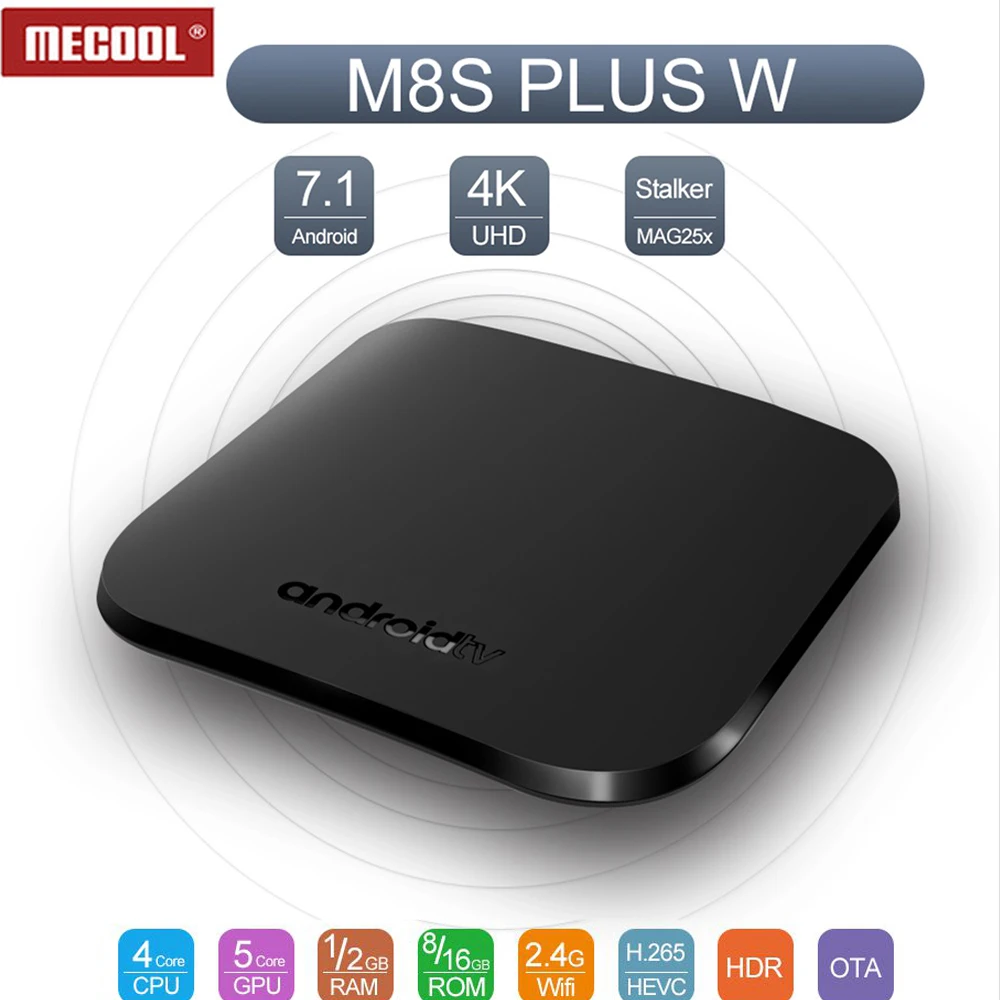 

MECOOL M8S Plus W Android 7.1 Smart TV BOX Amlogic 905W 2.4G WiFi 1G/2G 8G/16G IP TV Box Ultra HD Set Top Box 4K Media Player