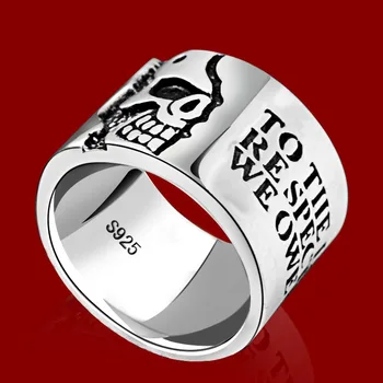 

925 silver fashion ring finger ring motto wide skull silver ring width punk