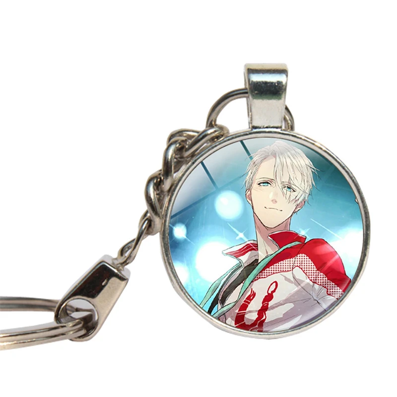 Брелок со стеклянным кабошоном Yuri On Ice кольцо для ключей японского аниме