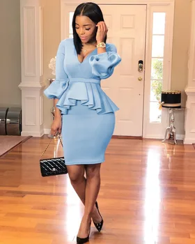 

Hot Style Solid Color Lantern Sleeve Fashion Two piece outfits For Women