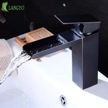 

BECOLA waterfall basin faucets black brass sink tap hot and cold water bathroom faucet deck mounted BR-425A