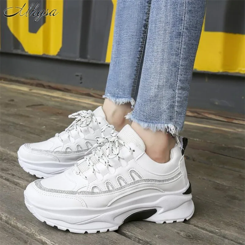 

Mhysa 2019 Spring Women's Chunky Sneakers Fashion Women Platform Lace Up Vulcanize Shoes Womens Female Trainers Dad Shoes T1050
