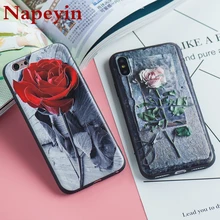 

Napeyin Sexy Relief Rose Flower Soft TPU Case for iPhone 6 Case for iPhone X 10 7 8 Plus Phone Case Capa Protective Back Cover