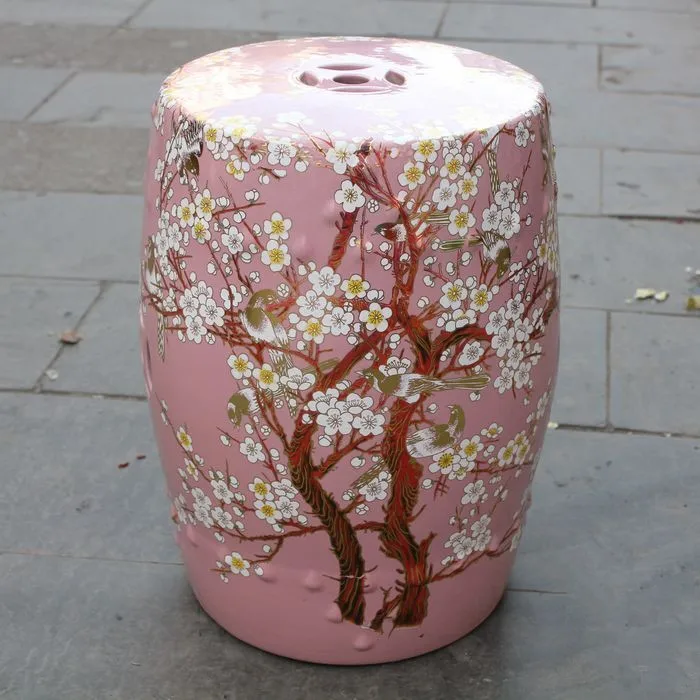 Jingdezhen ceramic Antique home drum porcelain garden stool Glazed hand painted round ceramic chinese porcelain garden stools  (1)