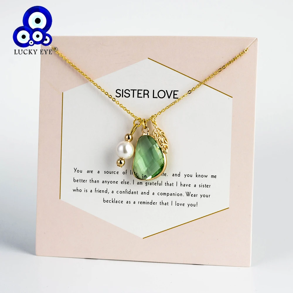 

Lucky Eye Water Drop Pendant Necklace Imitation Pearls Crystal Teardrop Dainty Necklace For Women Sister Jewelry EY6086