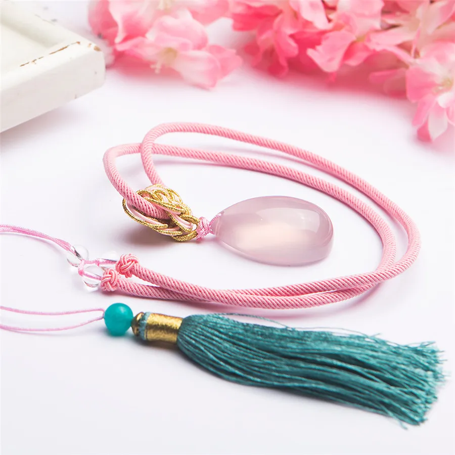 

Genuine Natural Pink Quartz Star Light Crystal Teardrop Bead Gem Stone Women Charm Necklace Pendant 35*23*15mm