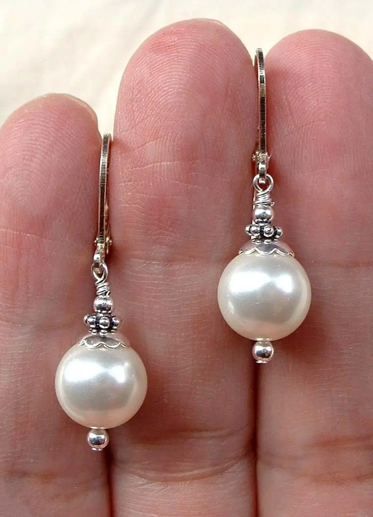 

Hot sell Noble- Wholesale price 16new ^^^^SILVER MOTHER OF PEARL PEARL LEVERBACK CHANDELIER EARRINGS Sterling Silver