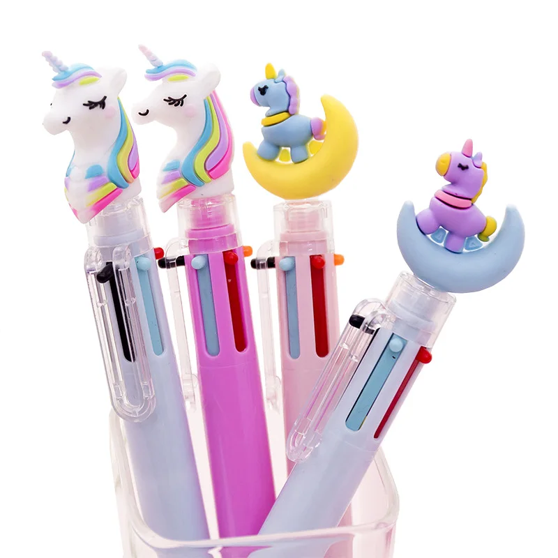 

1 Pcs Cute Cartoon Unicorn Owl Pony Cat Claw Piggy 6 Color Ballpoint Pen Solid Color Ball Pens Writing Stationery Office School