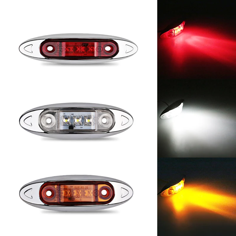 

1 pcs 12V 24V Side Marker Indicators Lights Lamp For Auto Car Truck Trailer Lorry Bus Caravan 3 LED Amber Clearence light