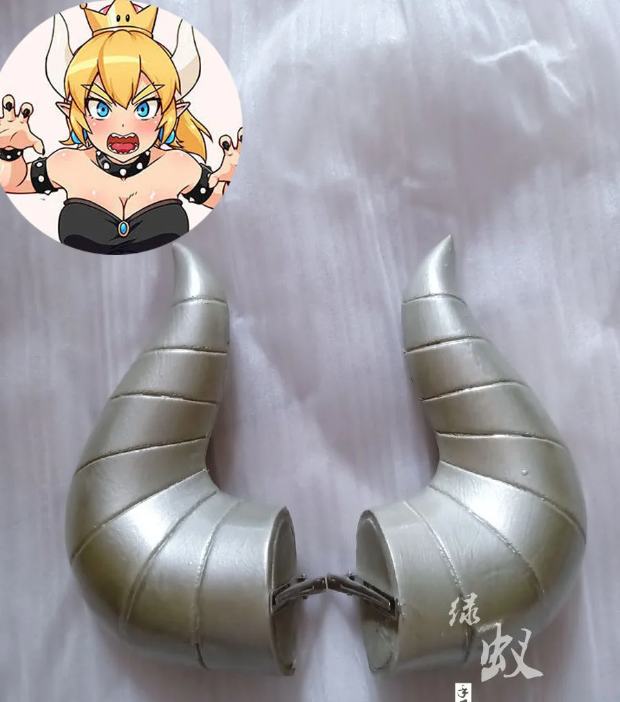 

Super Mario Bowsette Kuppa Koopa Hime Princess Cosplay White Horns Handwork Prop Halloween Party Props