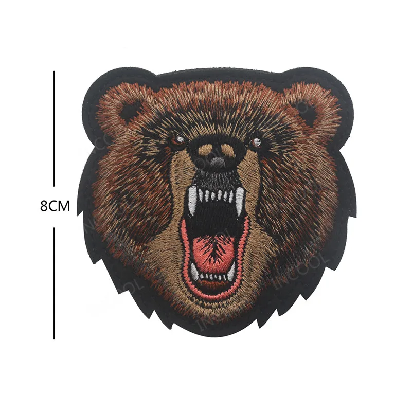 Нашивка с вышивкой тигра, медведя, волка, животных, военный боевой дух, нашивки, тактическая Боевая аппликация эмблем, вышитые значки, Прямая поставка - Цвет: Bear