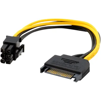

15pin SATA Power to 6pin PCIe PCI-e PCI Express Adapter Cable usb sata cable usb riser card rj45 connector dvi-d vga dual psu