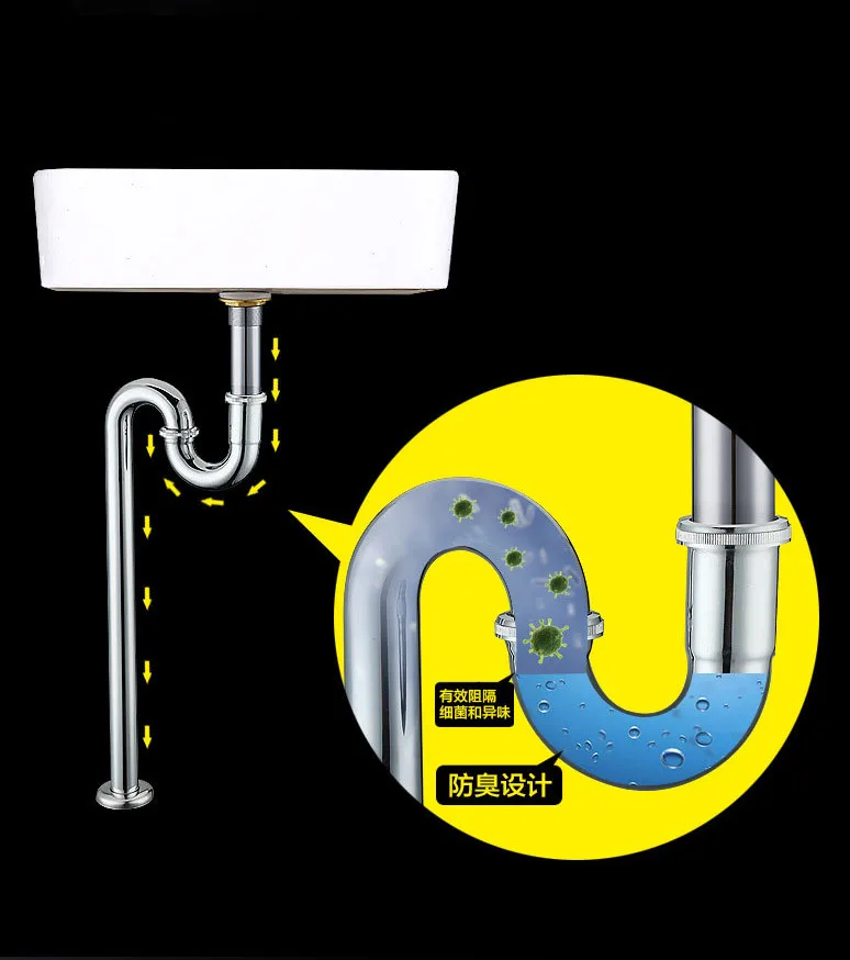 Ванная комната кухонная раковина душ сантехника круглая бутылка раковина сосуд отходы u-ловушка сливной трубы 11-001
