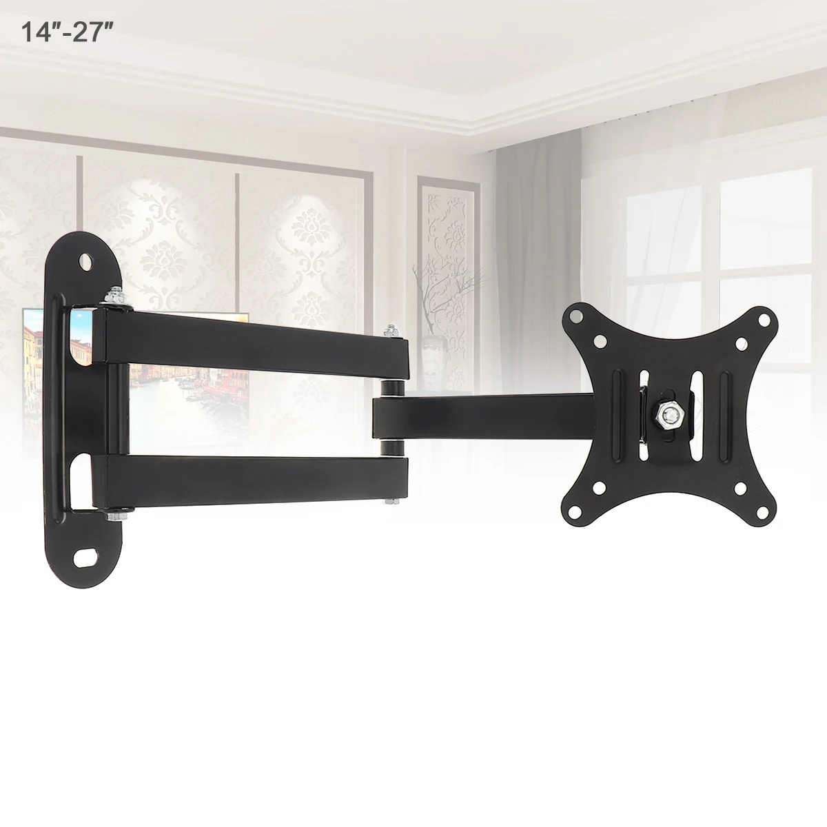 

10KG Adjustable TV Wall Mount Bracket Flat Panel TV Frame Support 15° Tilt with Small Wrench for 14-27 Inch LCD LED Monitor