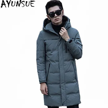 

AYUNSUE Fashion White Duck Down Jacket Men Warm Hooded Mens Winter Parkas Thick Men's Jackets Solid Coat Casaco Masculino WXF417