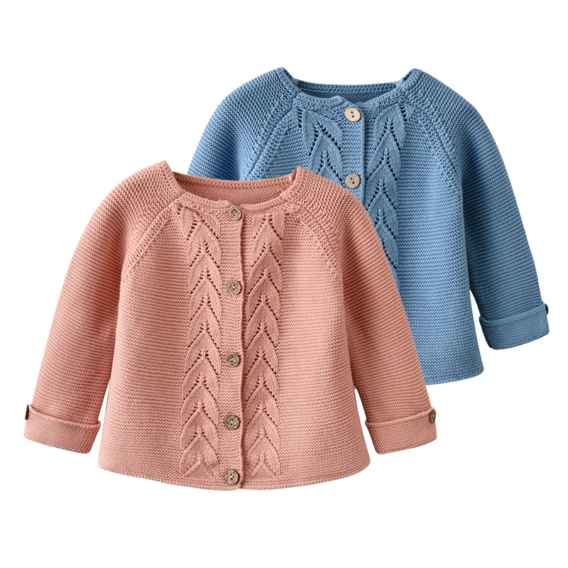 

New 2019 Infant Baby Girls Long-Sleeve Knitted School Uniforms Button Sweater Cardigan Tops