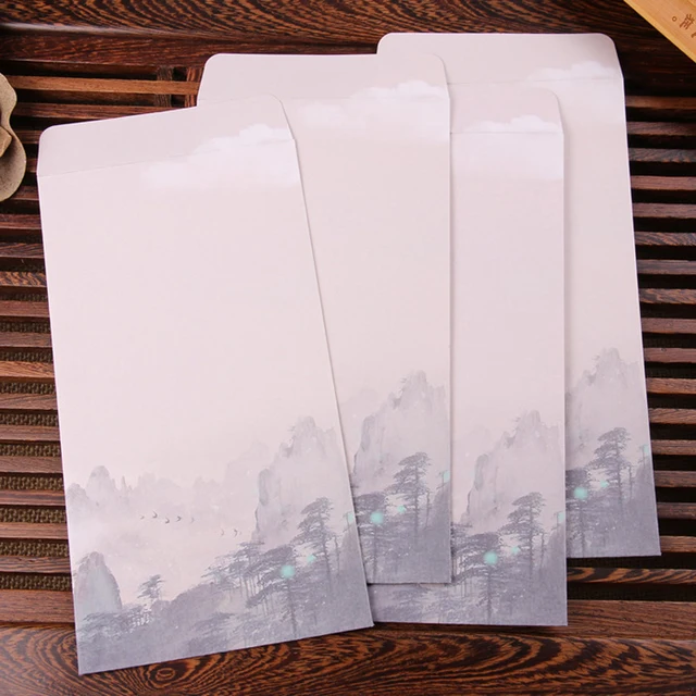 10pcs lot chinese style business envelope flower printed craft paper